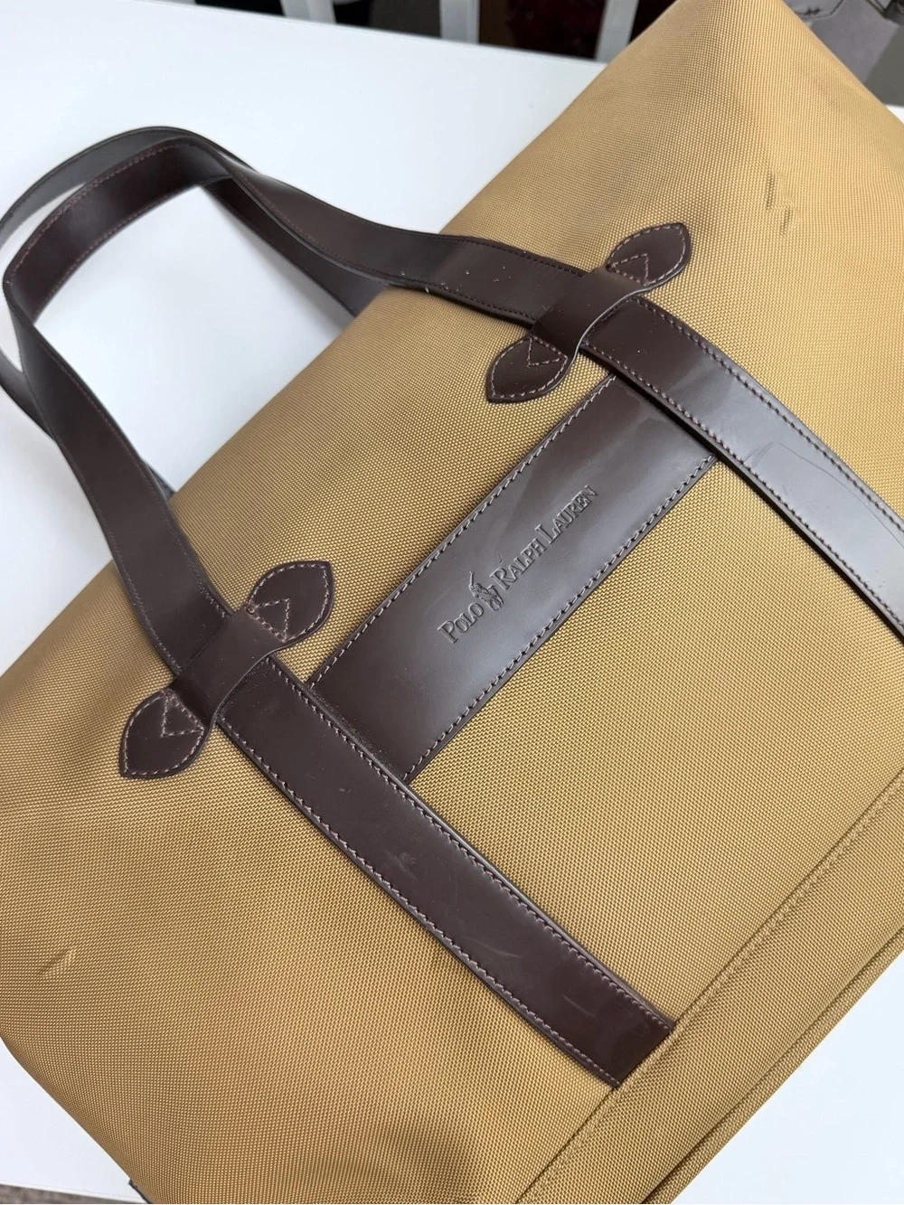 Vintage Polo Ralph Lauren Luggage Duffel Weekender Bag Tan